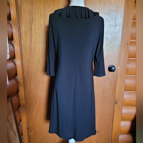 Jessica Howard Women's Dress 3/4 Sleeves Ruffled and Gathered Black Sz 12 - Picture 3 of 7